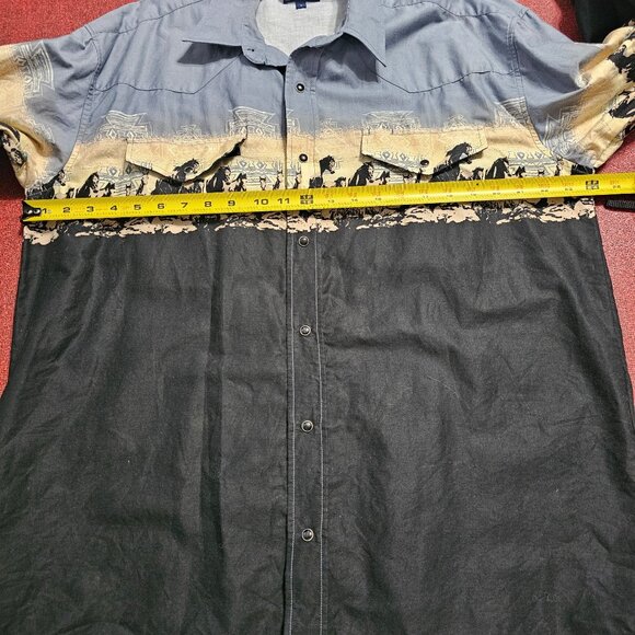 Vintage Roper Mens L Western Pearl Snap Wild Horses Rodeo 90’s Long Sleeve Shirt - Picture 6 of 7